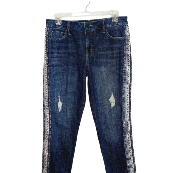 Laurie Felt Classic Girlfriend Jeans Size 6 Stretch Denim Embellished Stripe EUC - Picture 6 of 16